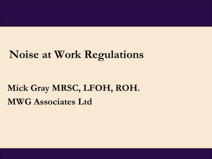 noise at work regulations