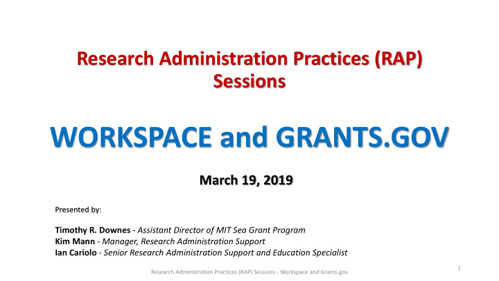 workspace and grants gov