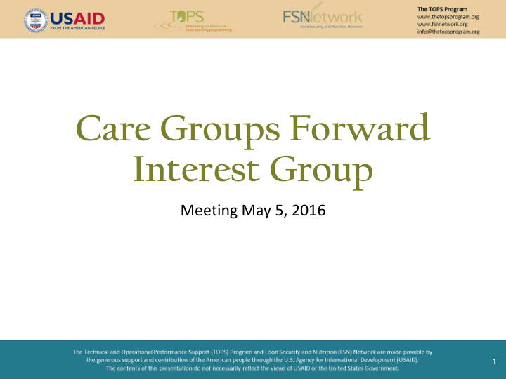 care groups forward interest group