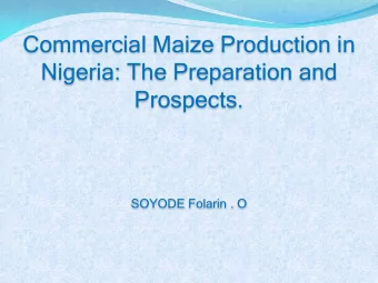 Prospects.  SOYODE Folarin . O  OUTLINE  Introduction  Starting maize production in Nigeria