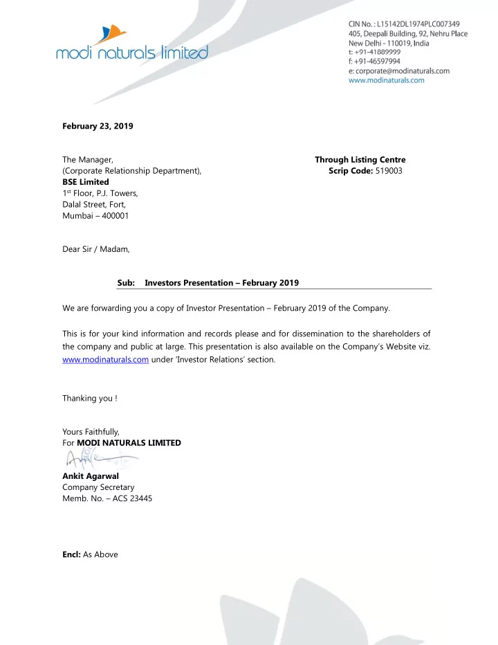 february 23 2019 the manager through listing centre