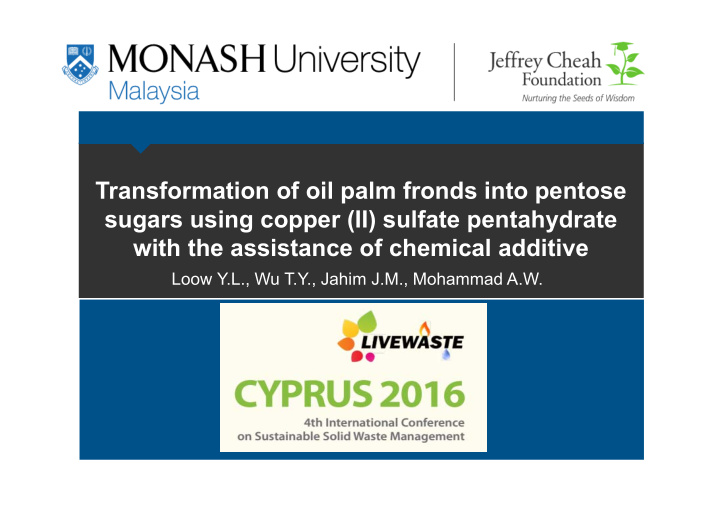 transformation of oil palm fronds into pentose sugars