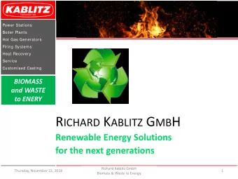R ICHARD K ABLITZ G MB H  Renewable Energy Solutions  for the next generations  Richard Kablitz