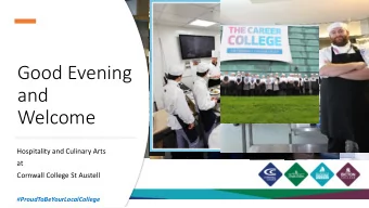 and  Welcome  Hospitality and Culinary Arts  at  Cornwall College St Austell #