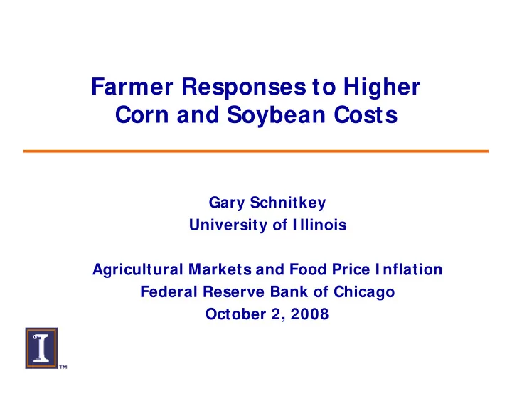 farmer responses to higher corn and soybean costs