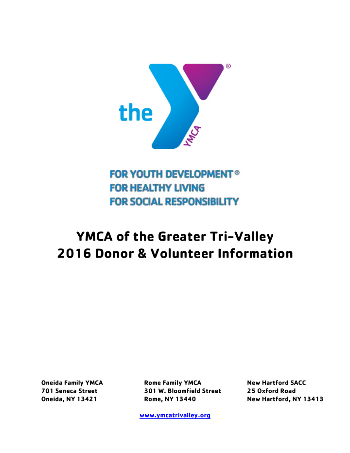 ymca of the greater tri valley 2016 donor volunteer