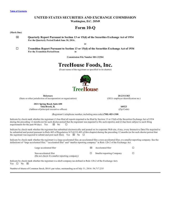 treehouse foods inc