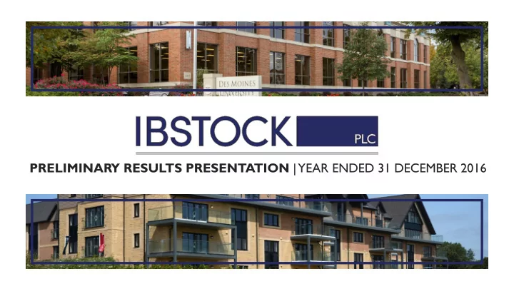 preliminary results presentation year ended 31 december