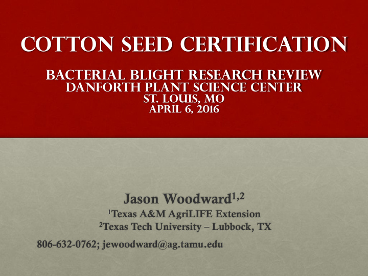 cotton seed certification