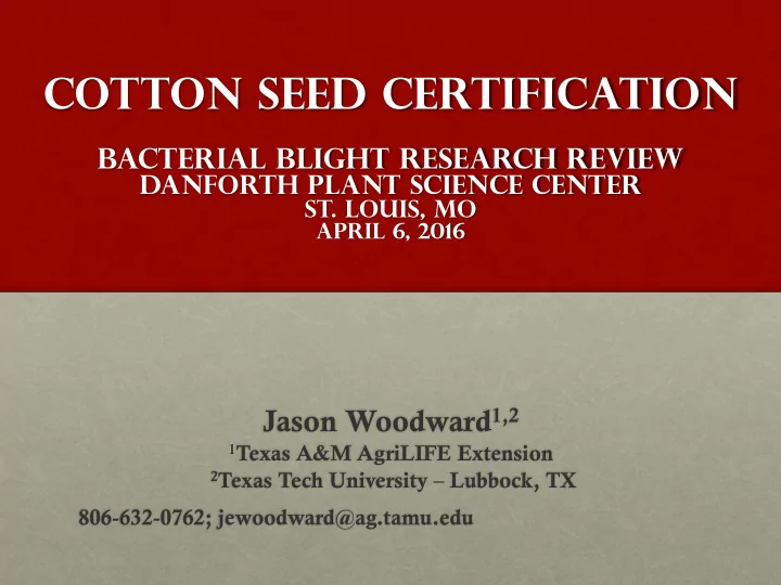 cotton seed certification