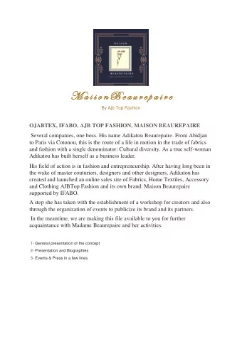 M a  a i  i s  s o n B  o n B e a  a u r  u r e p  p a  a i  i r r e By Ajb Top Fashion OJABTEX,