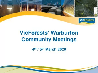 VicForests  Warburton  Community Meetings 4 th / 5 th March 2020  1  2  View from Warburton  3