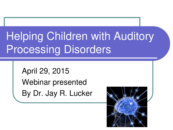 helping children with auditory