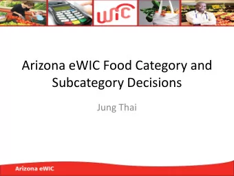 Arizona eWIC Food Category and  Subcategory Decisions  Jung Thai  Food Subcategory Decision Factors