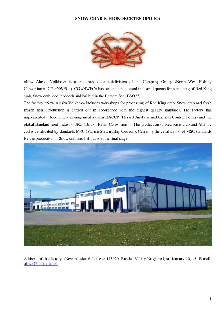 snow crab chionoecetes opilio