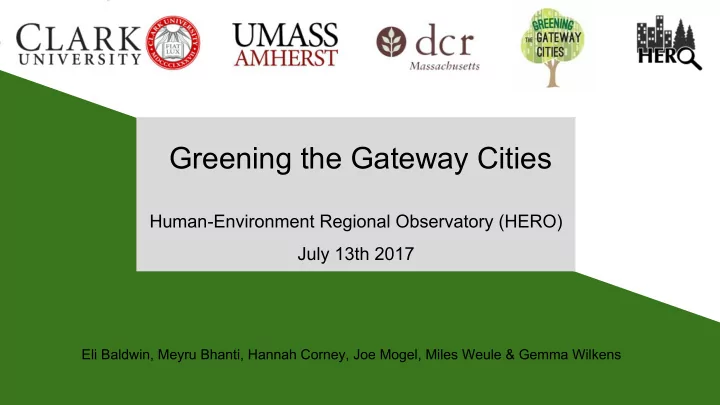 greening the gateway cities