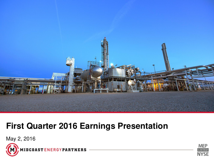 first quarter 2016 earnings presentation