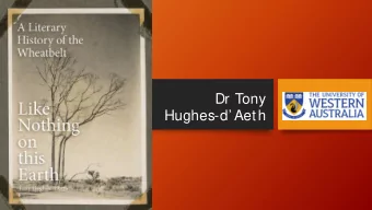 Dr Tony  Hughes-d Aeth Howard Taylor, Tree Island  S  crub-rolling  Laurie Anderson  The