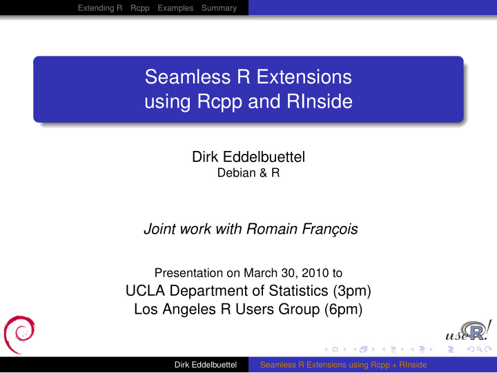 seamless r extensions using rcpp and rinside