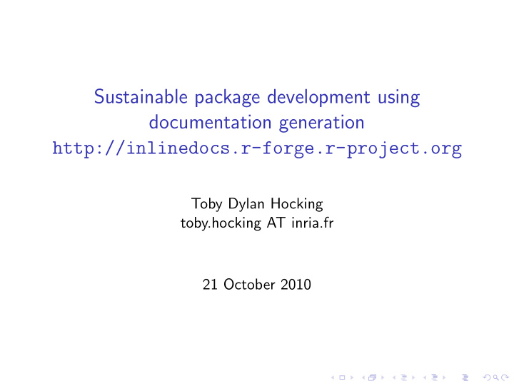 sustainable package development using documentation