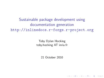 Sustainable package development using  documentation generation