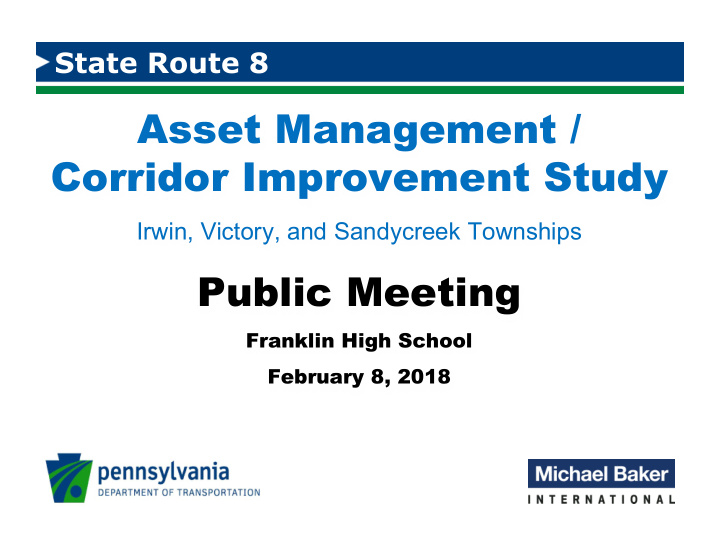 asset management corridor improvement study