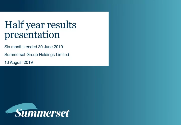 half year results