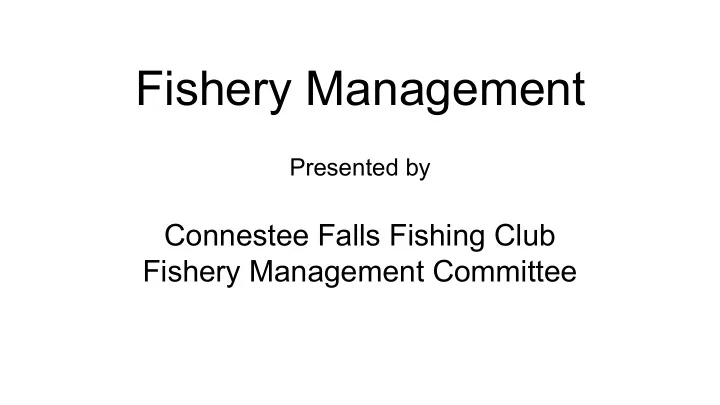 fishery management