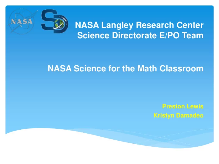 nasa langley research center science directorate e po team