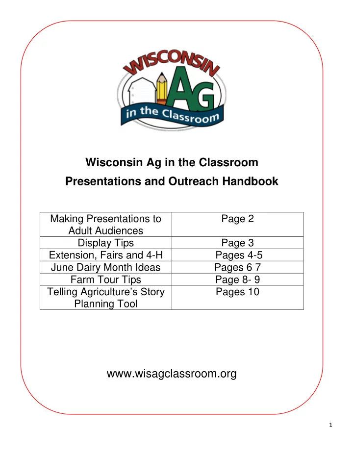 wisconsin ag in the classroom presentations and outreach
