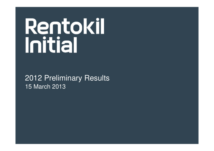 2012 preliminary results