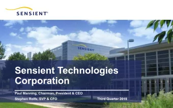 Sensient Technologies  Corporation  Paul Manning, Chairman, President &amp; CEO  Stephen Rolfs, SVP