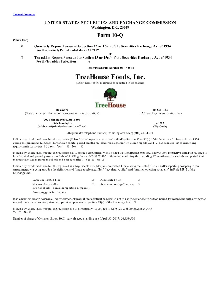 treehouse foods inc
