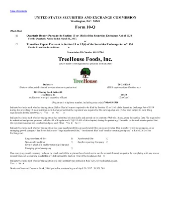TreeHouse Foods, Inc.  (Exact name of the registrant as specified in its charter)  Delaware