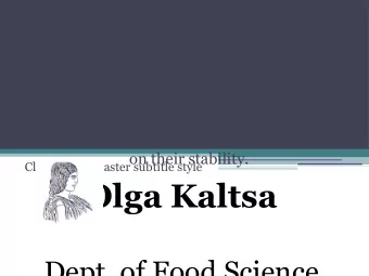 Olga Kaltsa  Dept. of Food Science  Presentation structure  Introduction :Ultrasonic