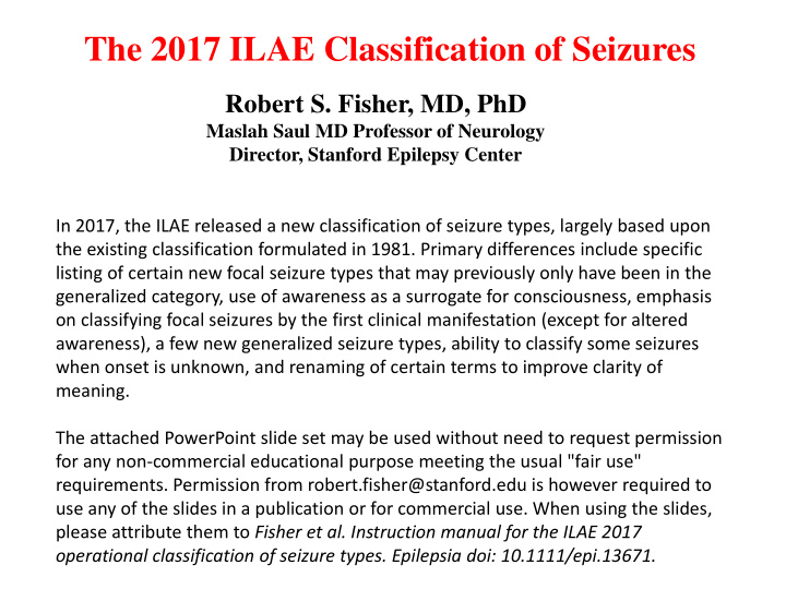 the 2017 ilae classification of seizures