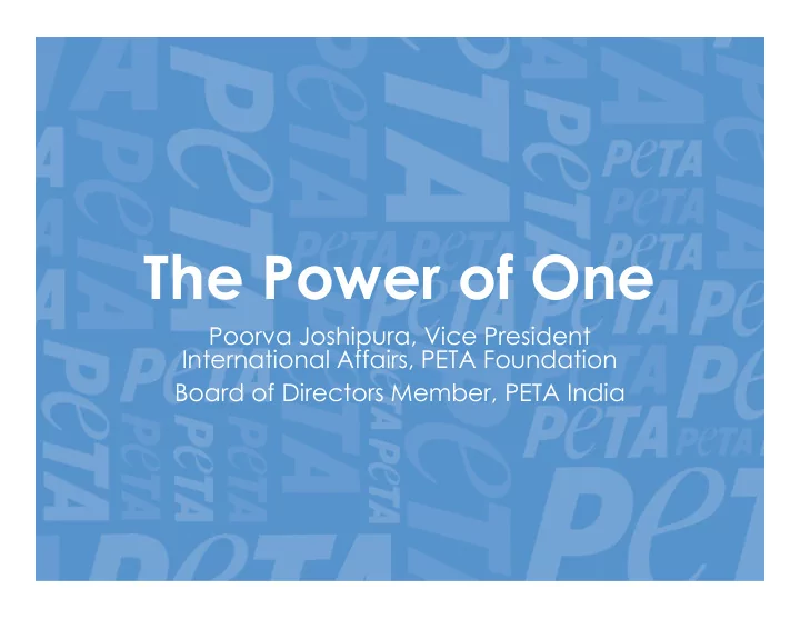 the power of one
