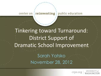 District Support of Dramatic School Improvement  Sarah Yatsko  November 28, 2012  School