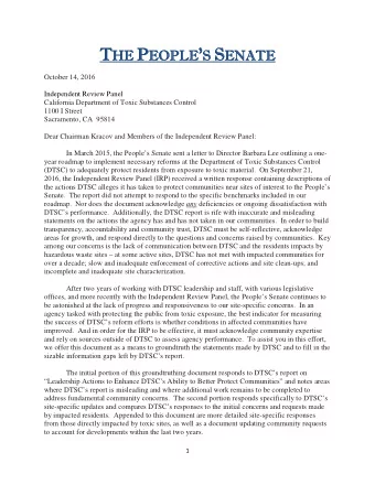 AGENCY REFORMS   Bring in Strong New Leadership  The Peoples Senate expressed concern over