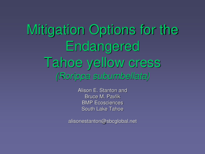 mitigation options for the