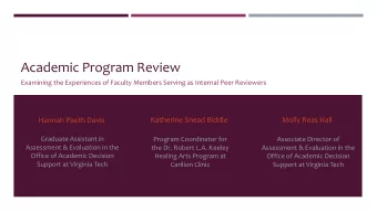 Academic Program Review  Examining the Experiences of Faculty Members Serving as Internal Peer