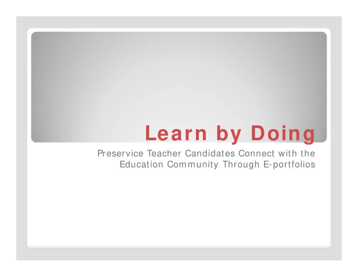 learn by doing