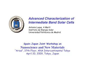 Advanced Characterization of  Intermediate Band Solar Cells  Intermediate Band Solar Cells Antonio
