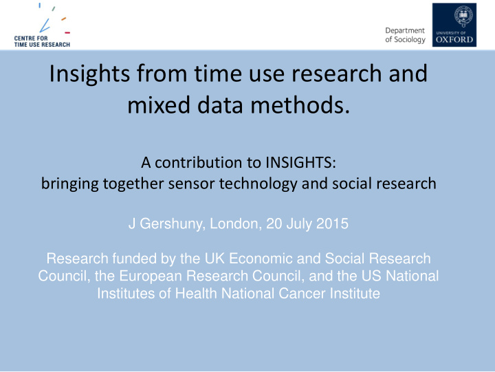 insights from time use research and