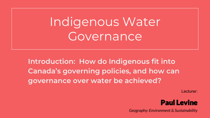 indigenous water governance