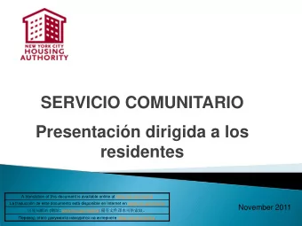 SERVICIO COMUNITARIO  Presentacin dirigida a los  residentes  A translation of this document is