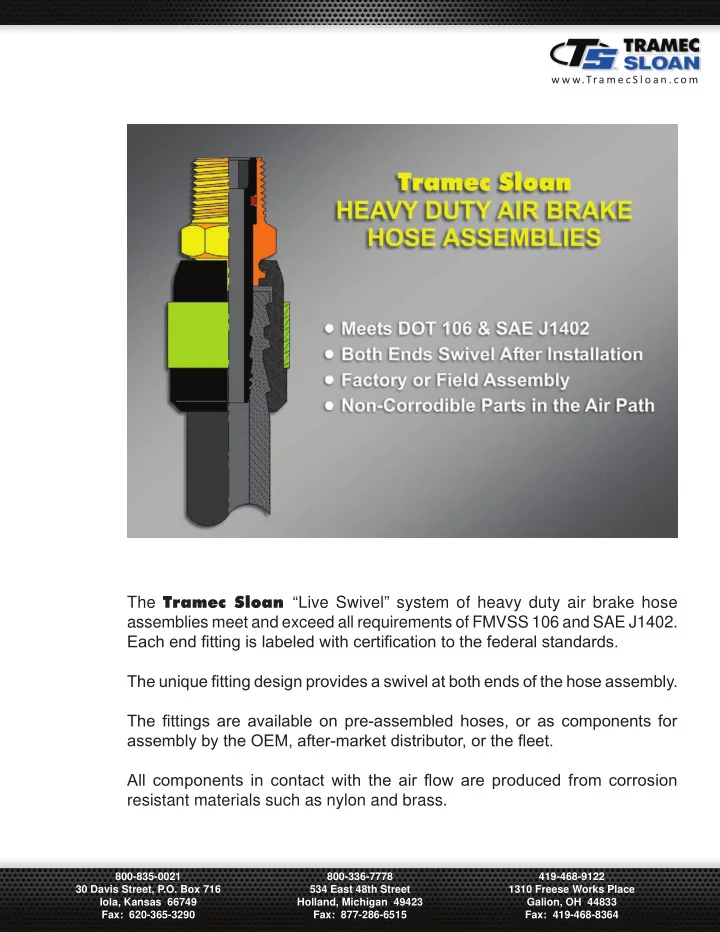 the tramec sloan live swivel system of heavy duty air