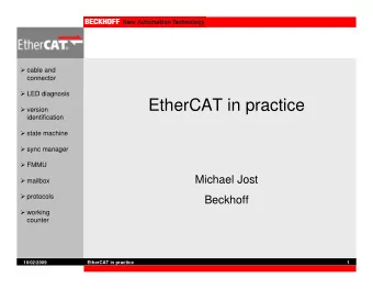 EtherCAT in practice  version  identification  state machine  sync manager  FMMU