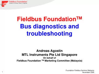 Bus diagnostics and  troubleshooting  Andreas Agostin  MTL Instruments Pte Ltd Singapore  On behalf