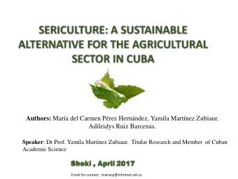 Authors: Mara del Carmen Prez Hernndez, Yamila Martnez Zubiaur,  Adileidys Ruiz Barcenas.